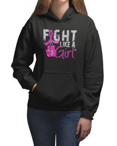Fight Like a Girl Knockout Unisex Hoodie - Black w/ Pink [S]