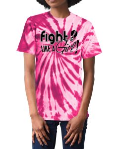 Fight Like a Girl Signature Unisex T-Shirt - Pink Tie-Dye [S]