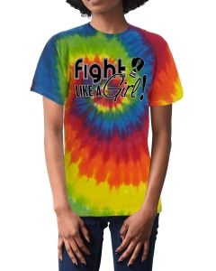 Fight Like a Girl Signature Unisex T-Shirt - Rainbow Tie-Dye [S]