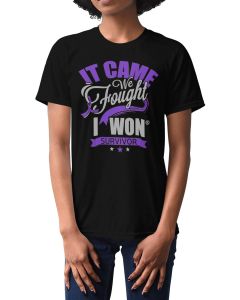 It Came. We Fought. I Won. Unisex T-Shirt - Black w/ Purple [S]