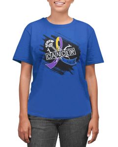 Screw Cancer Unisex T-Shirt - Blue, Purple, & Marigold [S]
