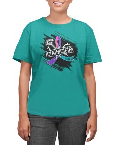 Screw Cancer Unisex T-Shirt - Teal, Purple, & Pink [S]