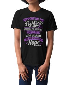 Supporting, Admiring, Honoring Unisex T-Shirt - Black w/ Purple [S]