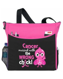"Messed With The Wrong Chick" Dakota Tote Bag - Hot Pink