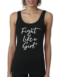 Fight Like a Girl Script Women's Stretch Tank Top - Black [XS]