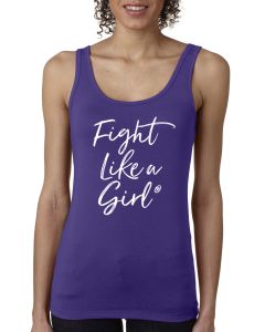 Fight Like a Girl Script Women's Stretch Tank Top - Purple [XS]