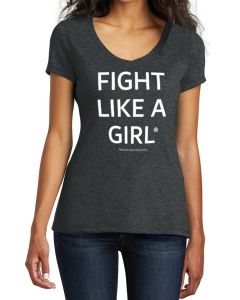 Fight Like a Girl Statements Women's Tri-Blend V-Neck T-Shirt - Black Frost [S]