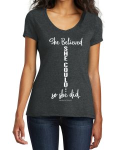 She Believed She Could Women's Tri-Blend V-Neck T-Shirt