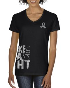Fight Like a Girl Side Wrap v1 Women's V-Neck T-Shirt - Black w/ Grey [S]
