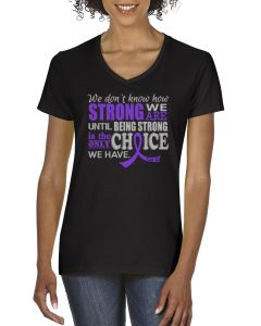 How Strong We Are Women's V-Neck T-Shirt - Black w/ Purple [S]