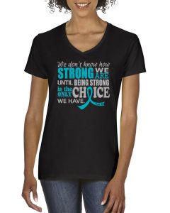 How Strong We Are Women's V-Neck T-Shirt - Black w/ Teal [S]