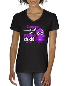 Wrong Chick Women's V-Neck T-Shirt - Black w/ Purple [S]