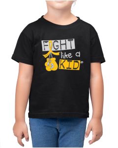 Fight Like a Kid Label Youth T-Shirt - Black w/ Gold [XS]