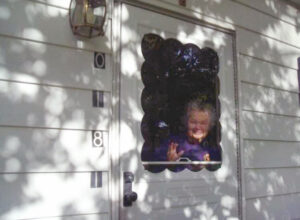 waving at the door